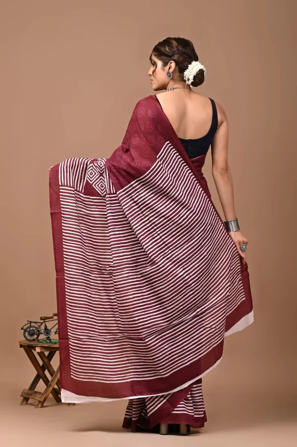 Maroon_Soft_Mulmul_Cotton_Saree