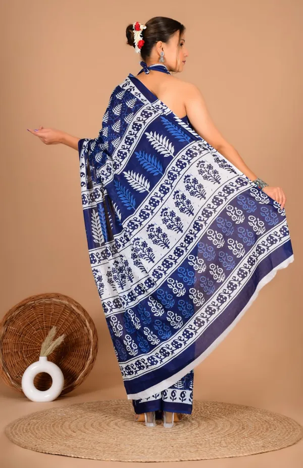 Blue_Soft_Mulmul_Cotton_Saree