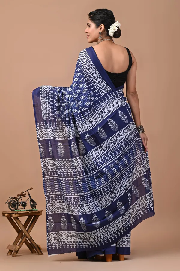 Indigo_Blue_Soft_Mulmul_Cotton_Saree