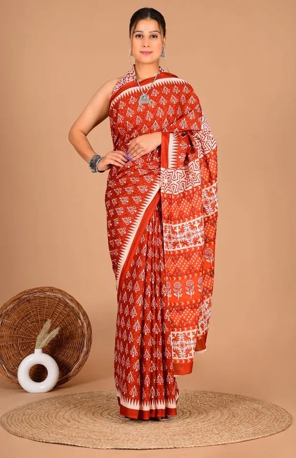 Rust_Red_Soft_Mulmul_Cotton_Saree