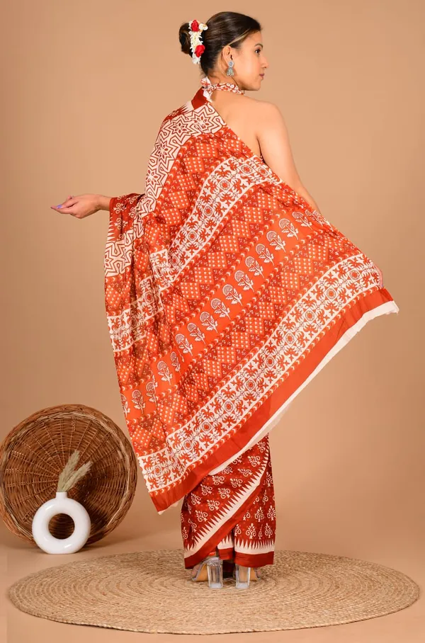 Rust_Red_Soft_Mulmul_Cotton_Saree