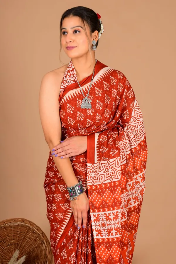 Rust_Red_Soft_Mulmul_Cotton_Saree