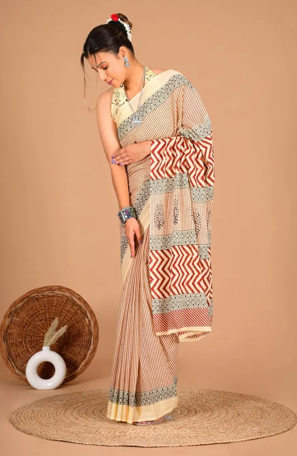 Cream_Soft_Mulmul_Cotton_Saree