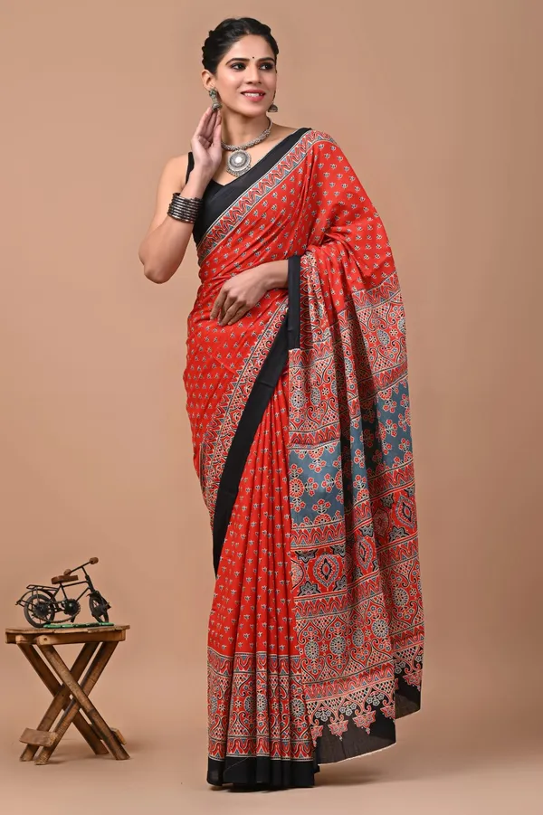 Red_Soft_Mulmul_Cotton_Saree