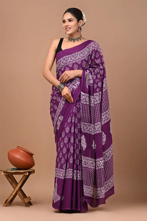 Deep_Purple_Soft_Mulmul_Cotton_Saree