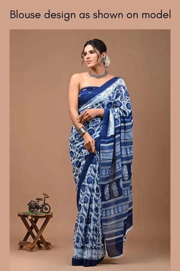 Blue_Soft_Mulmul_Cotton_Saree_For_Women