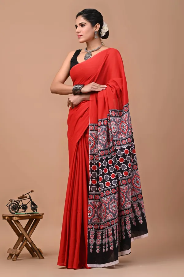 Solid_Red_Soft_Mulmul_Cotton_Saree