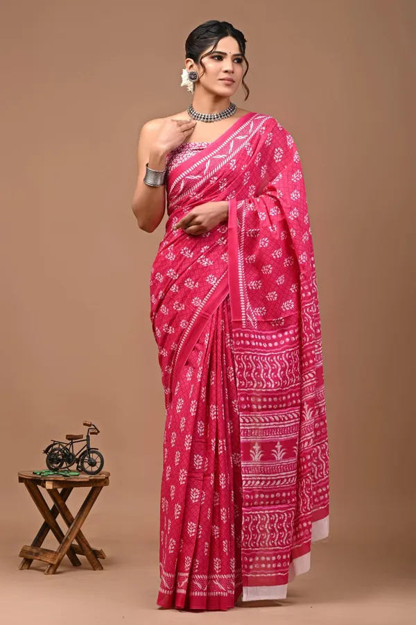 Pink_Soft_Mulmul_Cotton_Saree