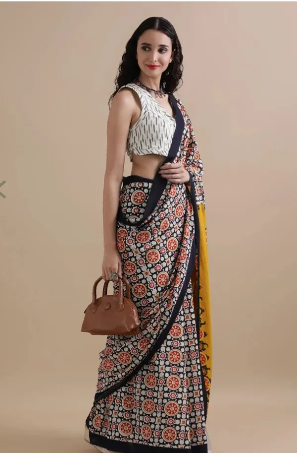 Black_&_Rust_Soft_Mulmul_Cotton_Saree