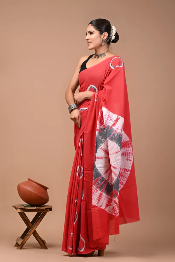 Coral_Red_Soft_Mulmul_Cotton_Saree