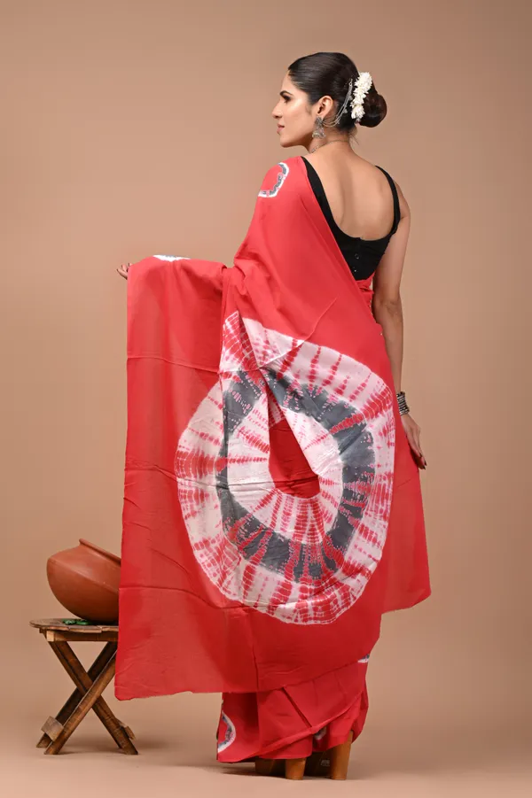 Coral_Red_Soft_Mulmul_Cotton_Saree