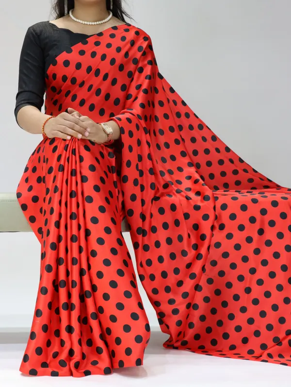 Red_with_Black_Polka_Dots_|_Japan_Satin_Saree_With_Contrast_Plain_Blouse_-_Soft_Silky_Premium_Party_Wear_Saree