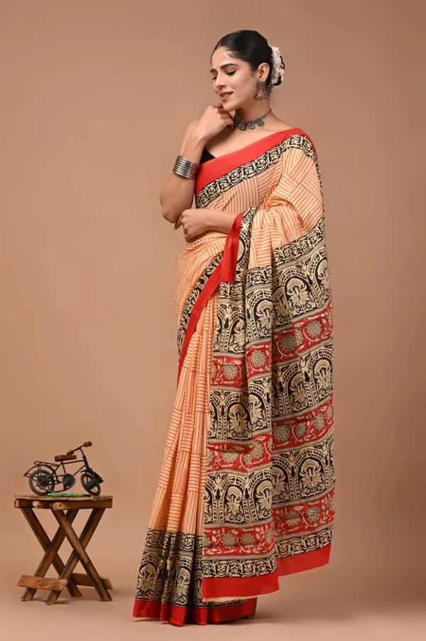Peach_Soft_Mulmul_Cotton_Saree