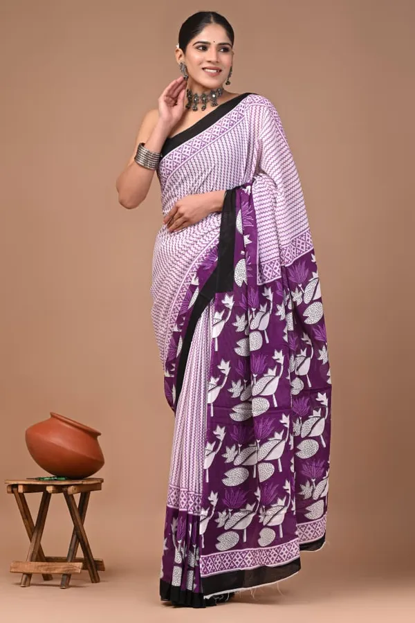 Lavender_Soft_Mulmul_Cotton_Saree