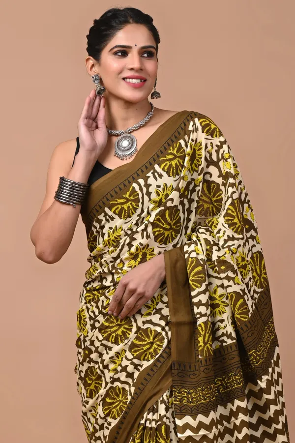 Olive_Green_Soft_Mulmul_Cotton_Saree