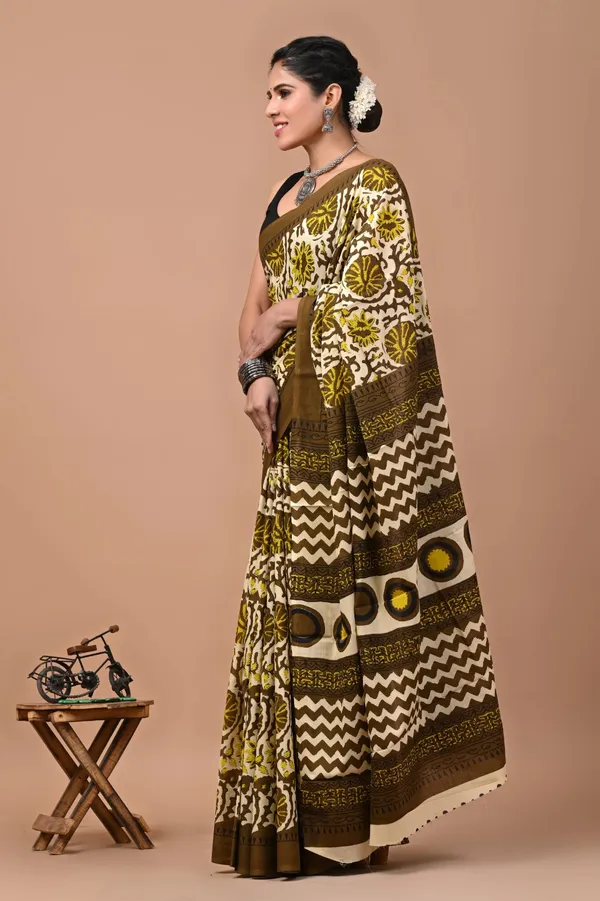 Olive_Green_Soft_Mulmul_Cotton_Saree