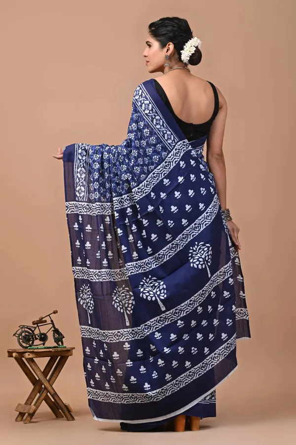 Indigo_Blue_Soft_Mulmul_Cotton_Saree