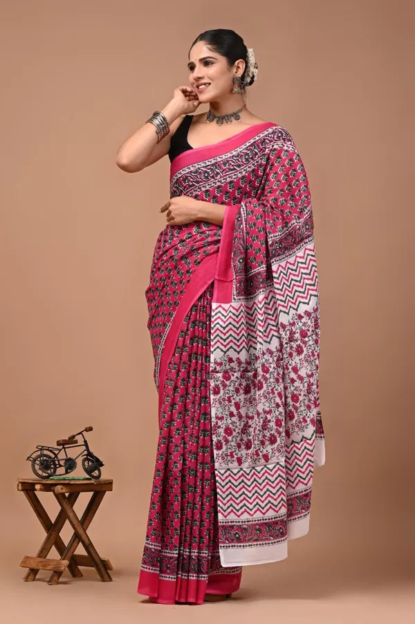 Pink_Soft_Mulmul_Cotton_Saree
