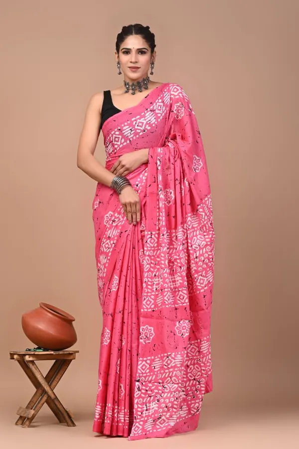 Hot_Pink_Soft_Mulmul_Cotton_Saree