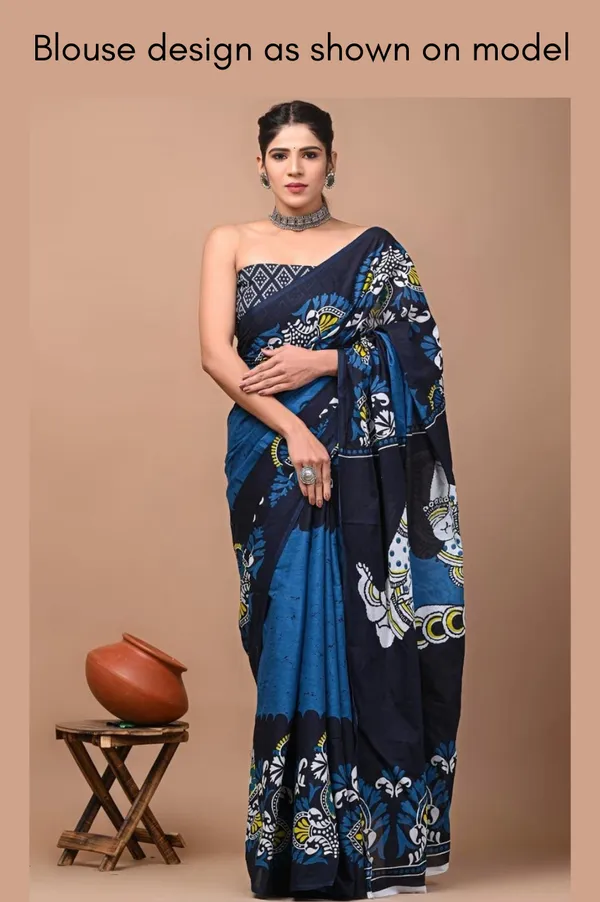 Midnight_Blue_Soft_Mulmul_Cotton_Saree