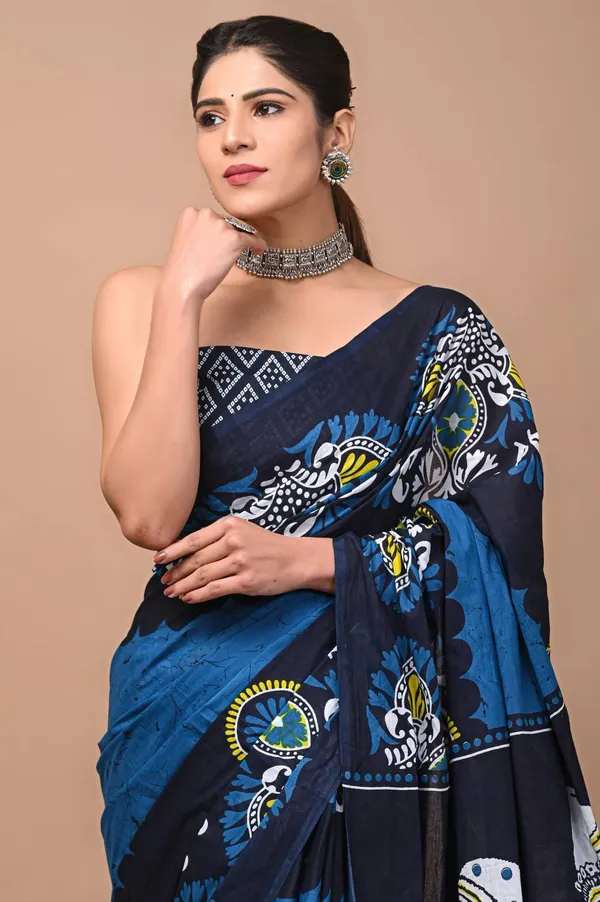 Midnight_Blue_Soft_Mulmul_Cotton_Saree