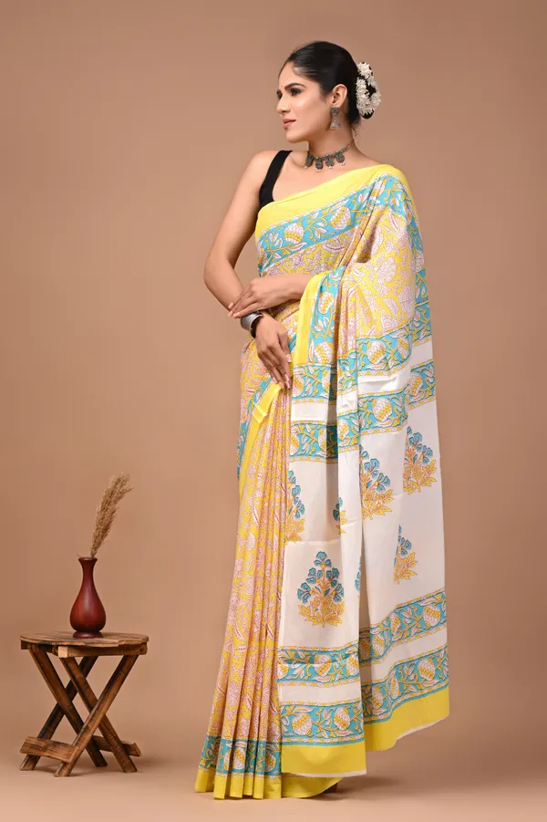 Yellow_Soft_Mulmul_Cotton_Saree