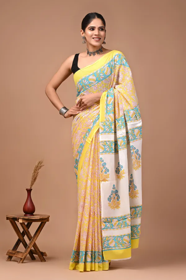 Yellow_Soft_Mulmul_Cotton_Saree