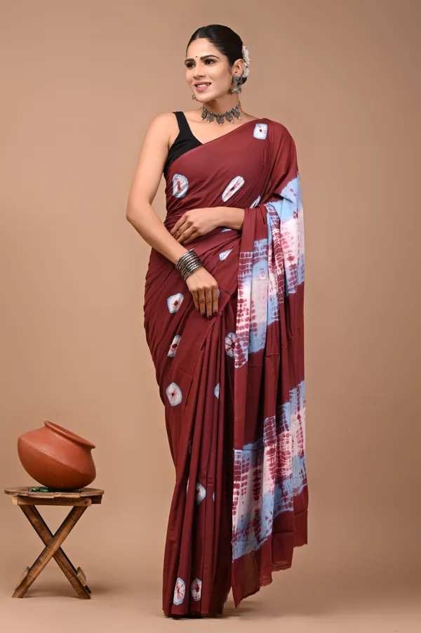 Maroon_Soft_Mulmul_Cotton_Saree