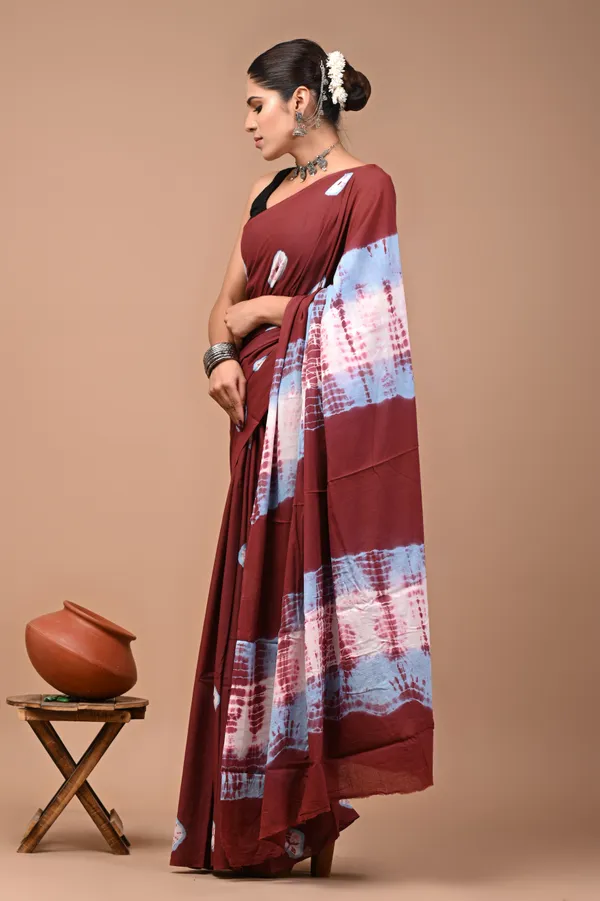 Maroon_Soft_Mulmul_Cotton_Saree