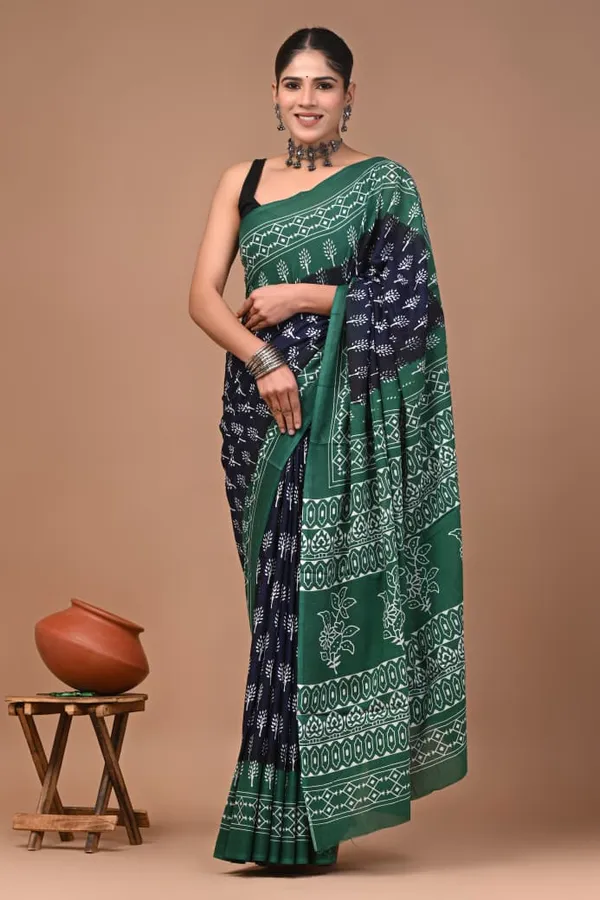 Bottle_Green_Soft_Mulmul_Cotton_Saree