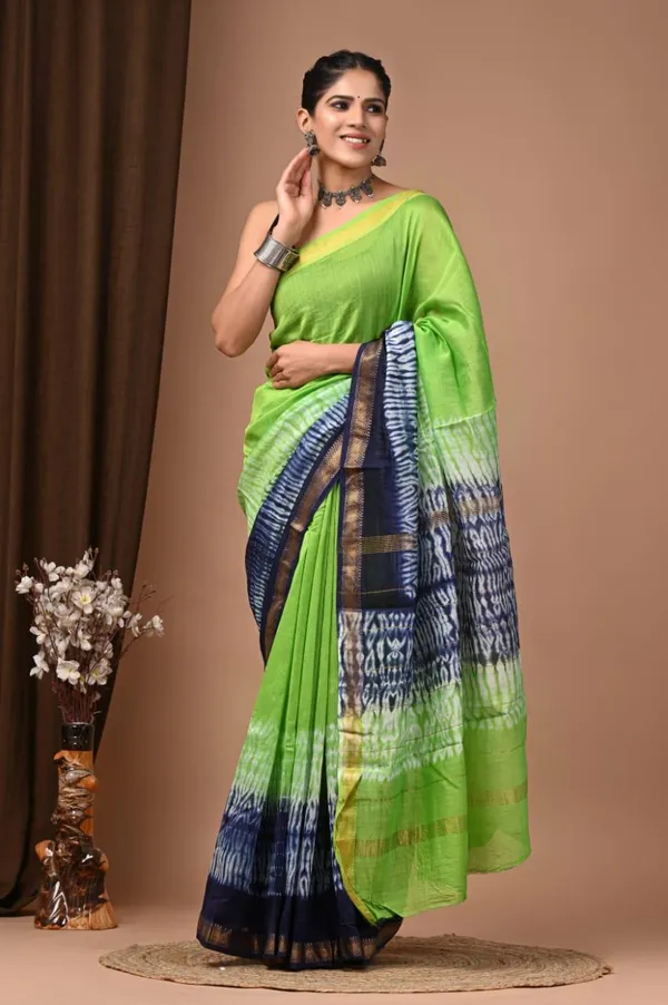 Parrot_Green_Premium_Maheshwari_Silk_Saree_For_Women
