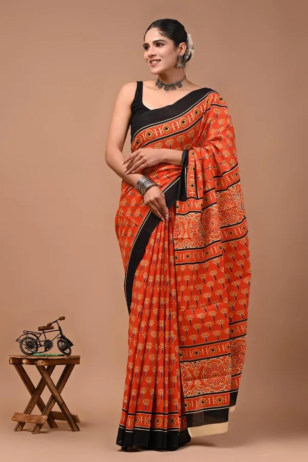 Orange_Soft_Mulmul_Cotton_Saree