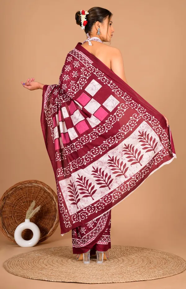 Maroon_Soft_Mulmul_Cotton_Saree