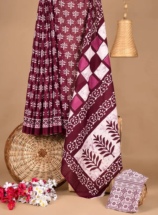 Maroon_Soft_Mulmul_Cotton_Saree