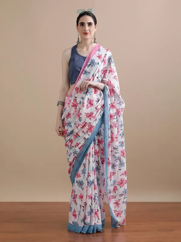 White_Soft_Mulmul_Cotton_Saree