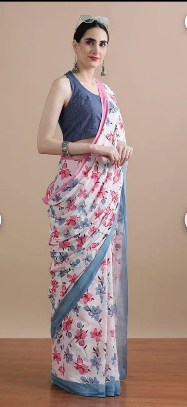 White_Soft_Mulmul_Cotton_Saree