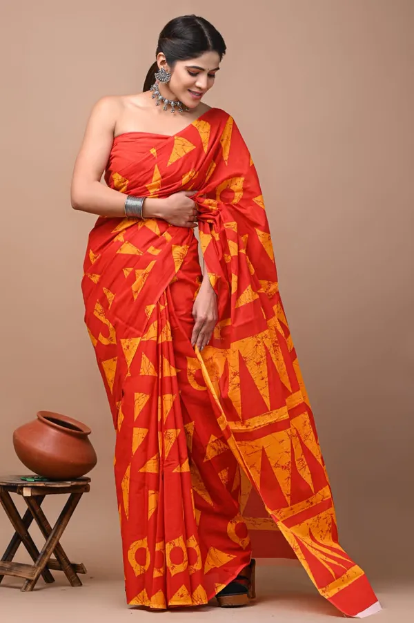 Crimson_Red_Soft_Mulmul_Cotton_Saree