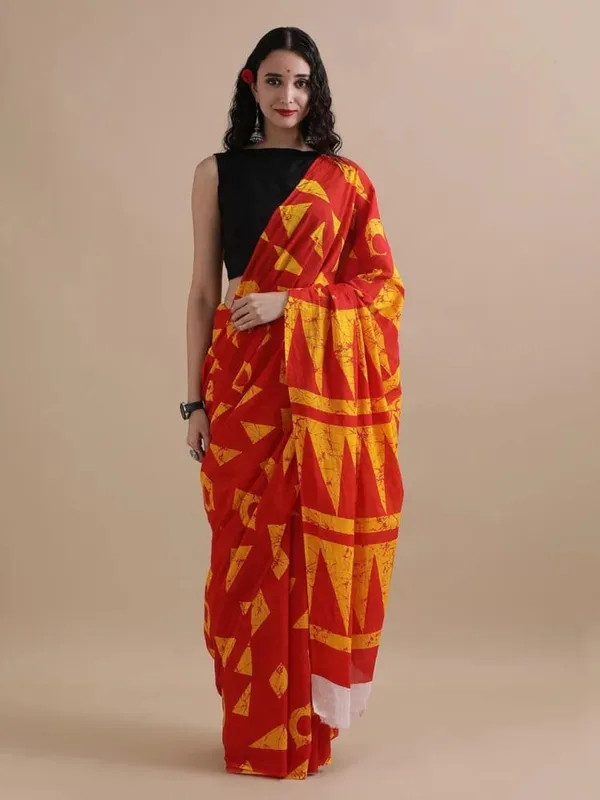 Crimson_Red_Soft_Mulmul_Cotton_Saree