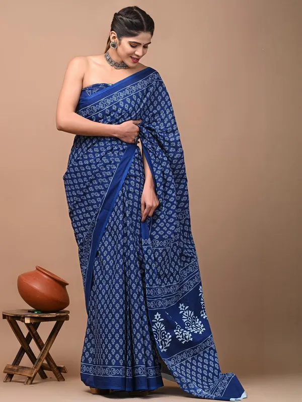 Royal_Blue_Soft_Mulmul_Cotton_Saree