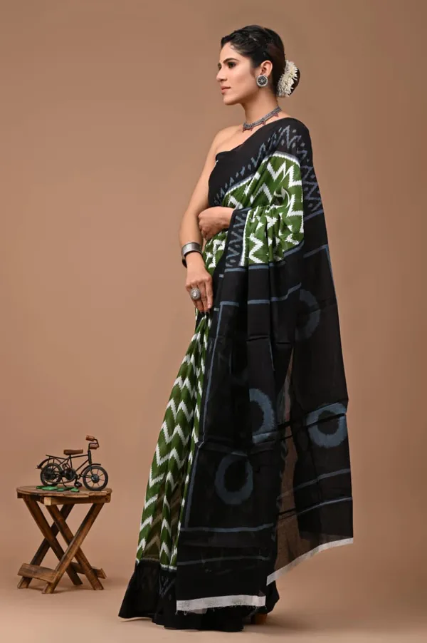Olive_Green_Soft_Mulmul_Cotton_Saree