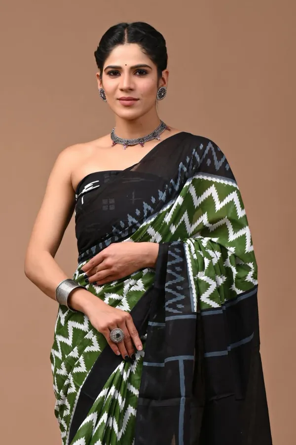 Olive_Green_Soft_Mulmul_Cotton_Saree