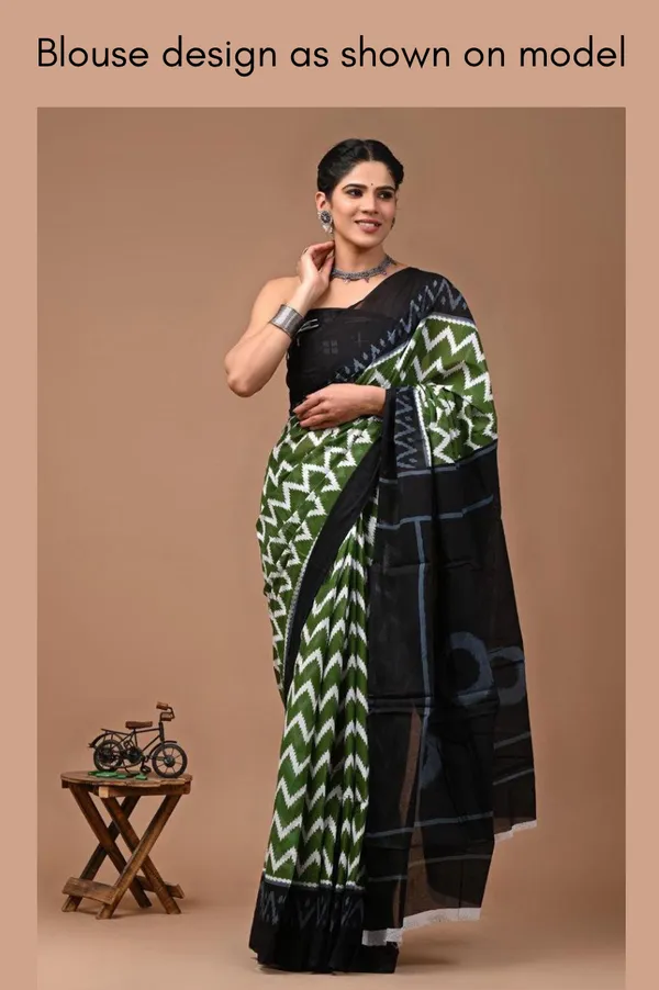 Olive_Green_Soft_Mulmul_Cotton_Saree