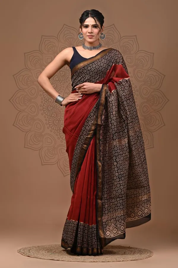 Red_Premium_Maheshwari_Silk_Saree