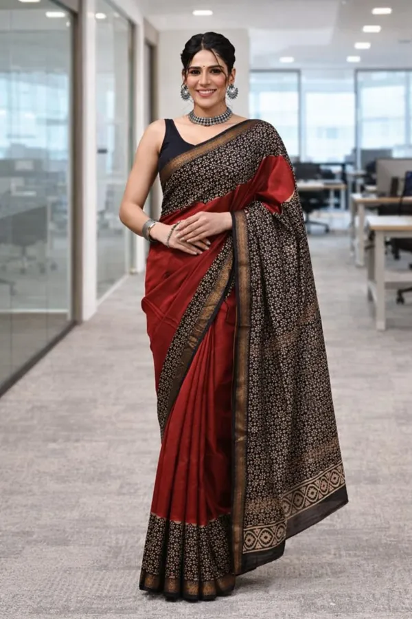 Red_Premium_Maheshwari_Silk_Saree