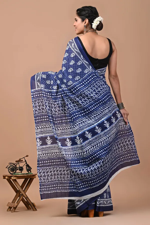 Indigo_Blue_Soft_Mulmul_Cotton_Saree