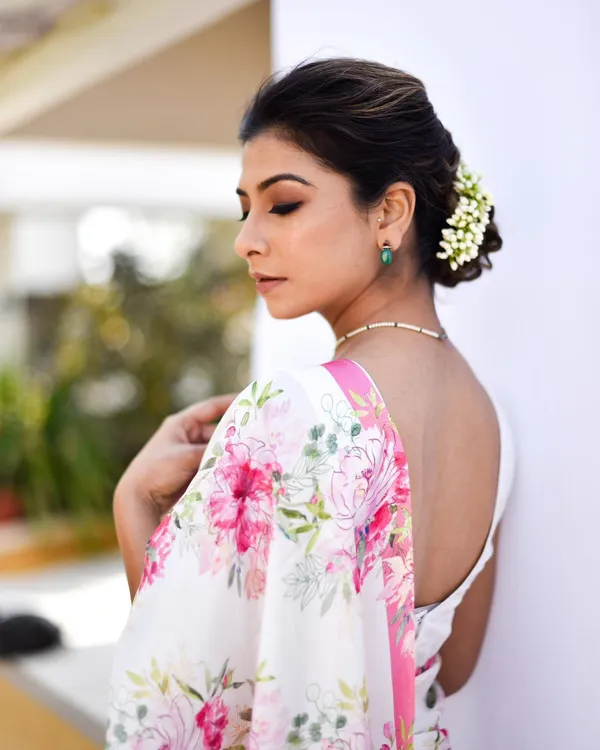 Bright_Hot_Pink_Ivory_White_-_The_Garden_Luxe_|_Heavy_Japan_Satin_Floral_Printed_Saree_with_Mono_Bangalore_Silk_Unstitched_Blouse