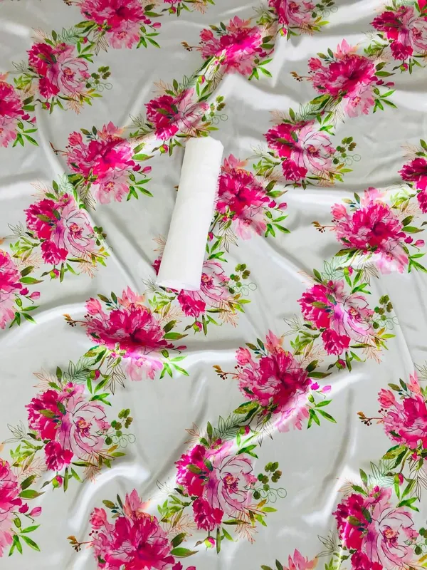 Bright_Hot_Pink_Ivory_White_-_The_Garden_Luxe_|_Heavy_Japan_Satin_Floral_Printed_Saree_with_Mono_Bangalore_Silk_Unstitched_Blouse