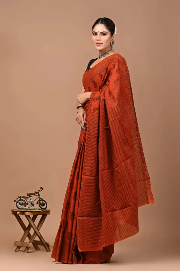 Rust_Orange_Soft_Mulmul_Cotton_Saree