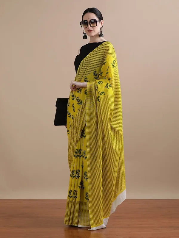 Mustard_Yellow_Soft_Mulmul_Cotton_Saree
