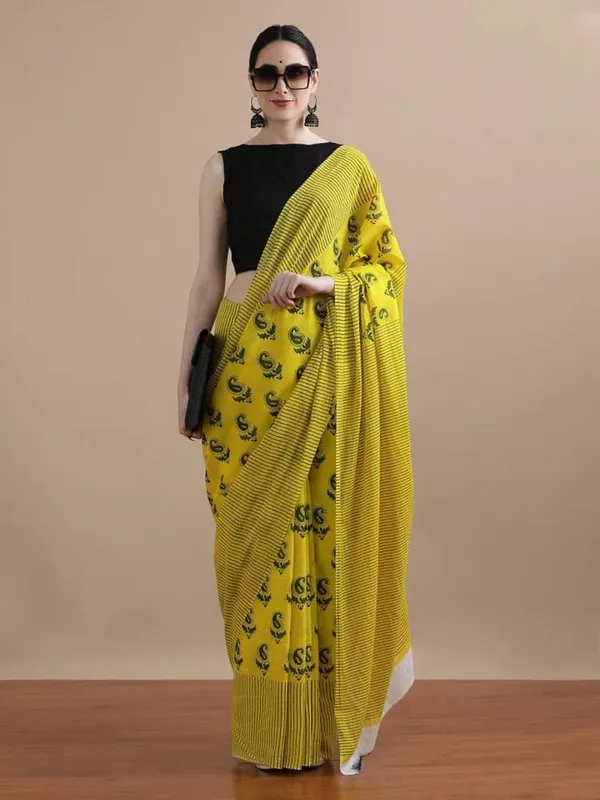 Mustard_Yellow_Soft_Mulmul_Cotton_Saree